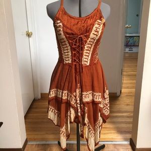 Orange summer dress knee length